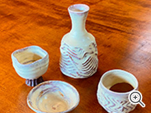 今古釉酒器（今古釉徳利＆ぐい呑3点）　利茶土ミルグリム 作 4 Konko-Yuu Sake Vessels